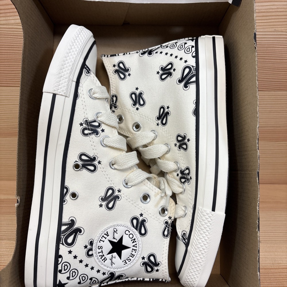Converse Women's Chuck Taylor All Star Hi White Black Paisley Sneakers Sz 8